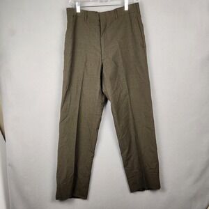 VINTAGE US Military Trousers Mens 31R Olive Green Polyester Wool Tropical 80s